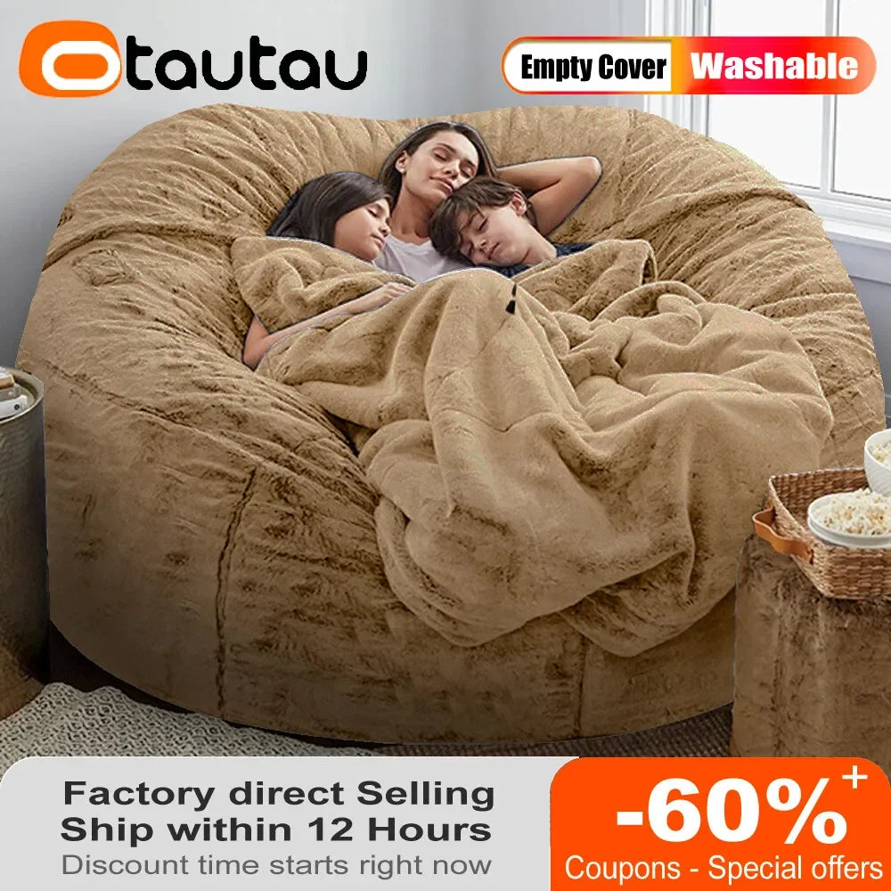 OTAUTAU 240L EPS Ball Filler for 3ft Beanbag Pouf 3-5mm Polyester Pillow Cushion Bean Bag Chair Snow Scene TL001