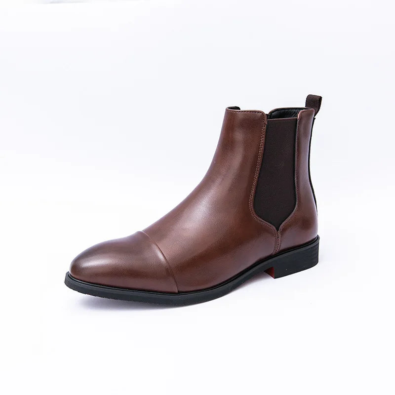 Luxury Brand Men Chelsea Boots Fashion Pointed Toe High Top Leather Boots Business Dress Boots for Men 2025New Casual Ankle Boot