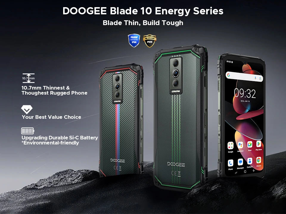 Global Version DOOGEE Blade10 Energy Rugged Phone Ultra-thin Android 15 6150mAh Battery 6.56'' Screen Widevine L1 Smartphone