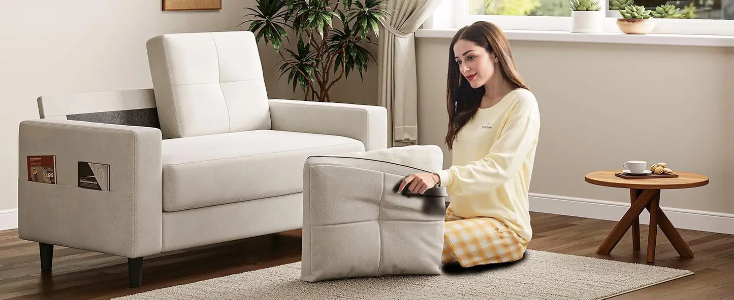 Loveseat Sofa W/armrests & backrests, 53" Small Spaces 2 Seater Mini Couch for Apartment, Office & Living Room, Living Room Sofa