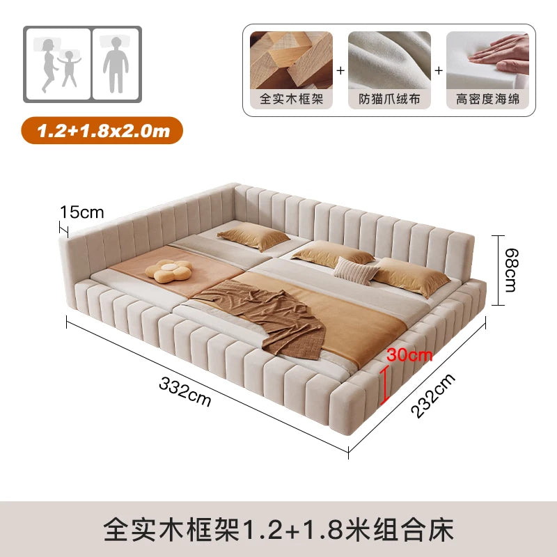 Luxury King Size Bed With Multifunctional Headboard European Design Stylish Lounge Furniture For Modern Bedroom Decor Decoration