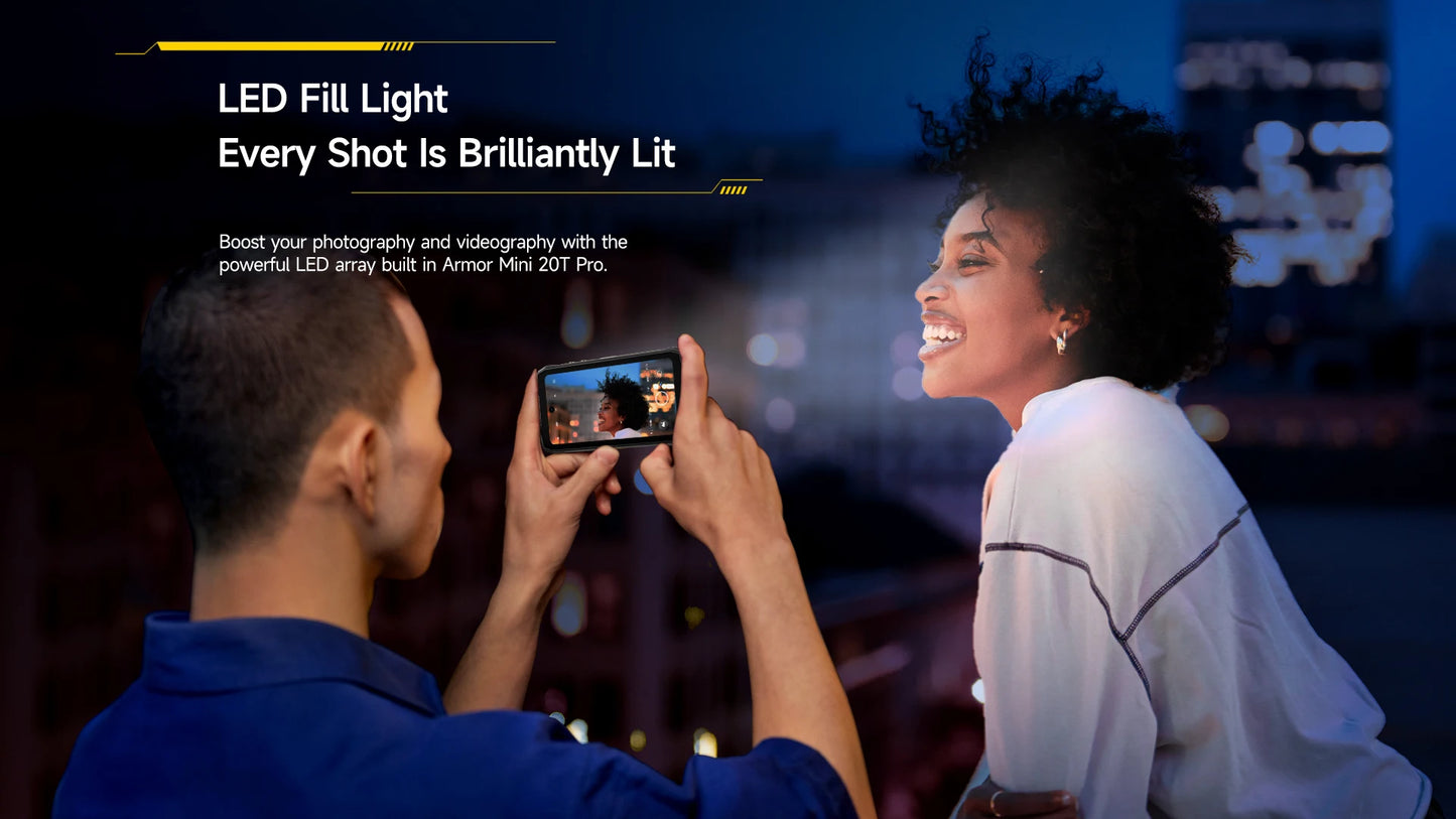 【World Premiere】Ulefone Armor Mini 20T Pro 5G 4.7" Display Rugged Phone LED Light Android 14 Smartphone 6200mAh 16GB+256GB 33W