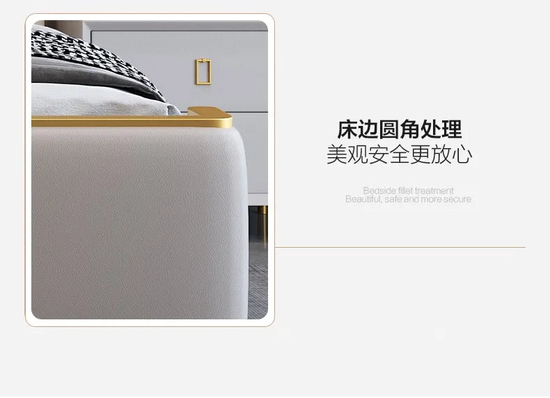 Simple Modern Massage Bed Bedroom King Size Design Luxury Frame Platform Bed Leather Safe Letto Matrimoniale Hotel Furniture