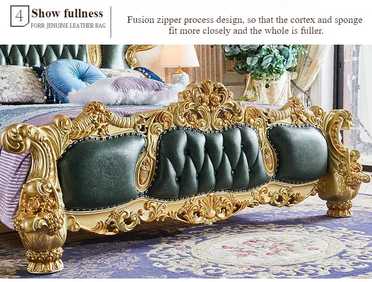 Luxury European King Size Bed Frame Large Master Sleeping Design Bed Frame Bedding Floor Camas De Dormitorio Bedroom Furniture