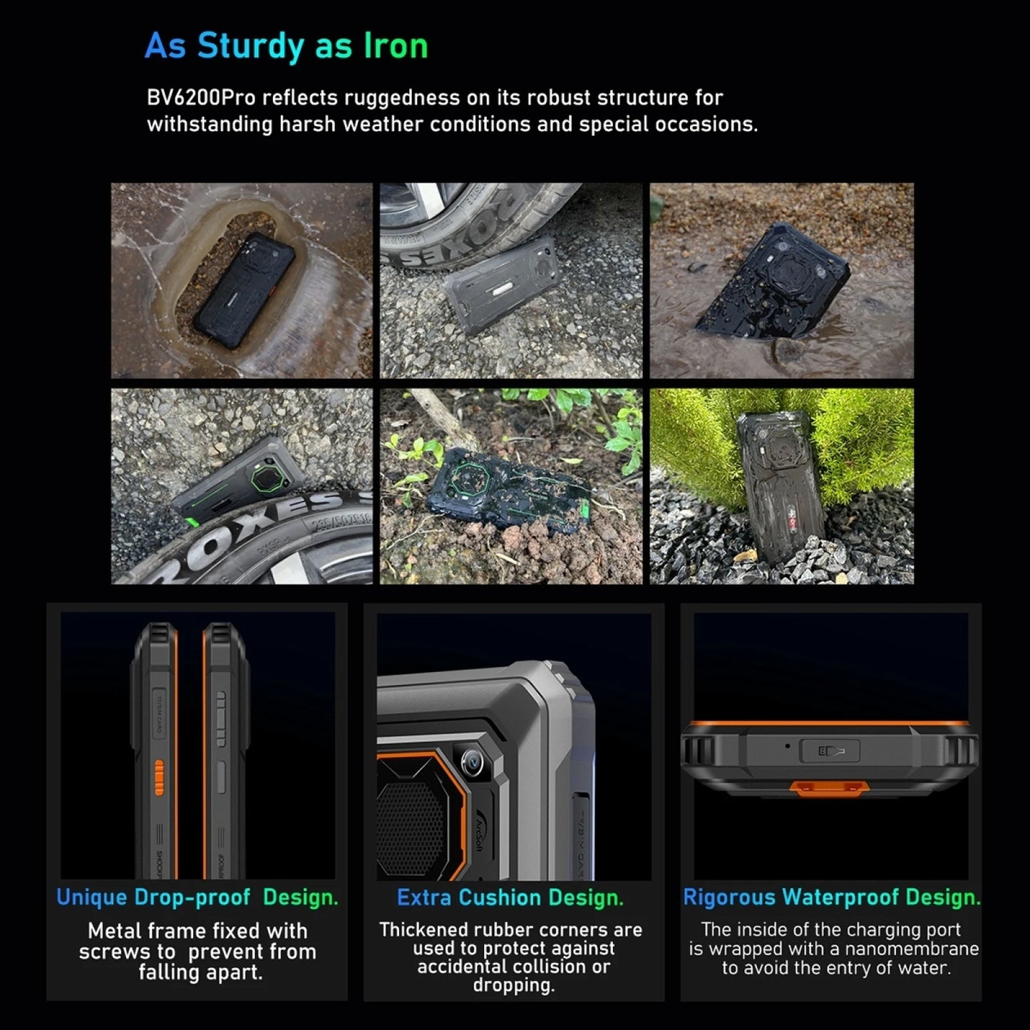 Blackview BV6200 Pro Rugged Phone Android 13 Helio P35, 6.56'' 6GB+128GB Smartphone 13000mAh 18W Fast Charge NFC Cell Phone