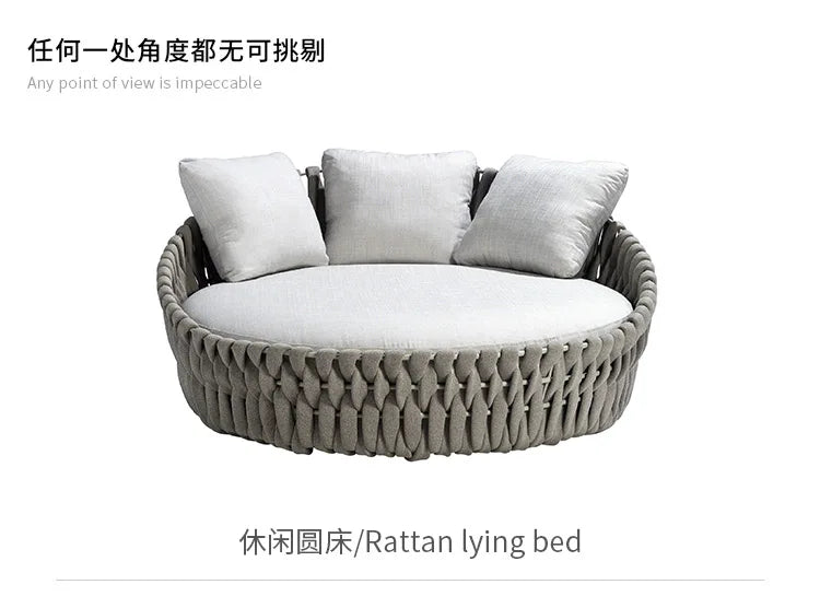 Outdoor Rattan Swimming Pool Leisure Courtyard Loungers Beach Beds Outdoor Hotel Garden Terrace Sofa