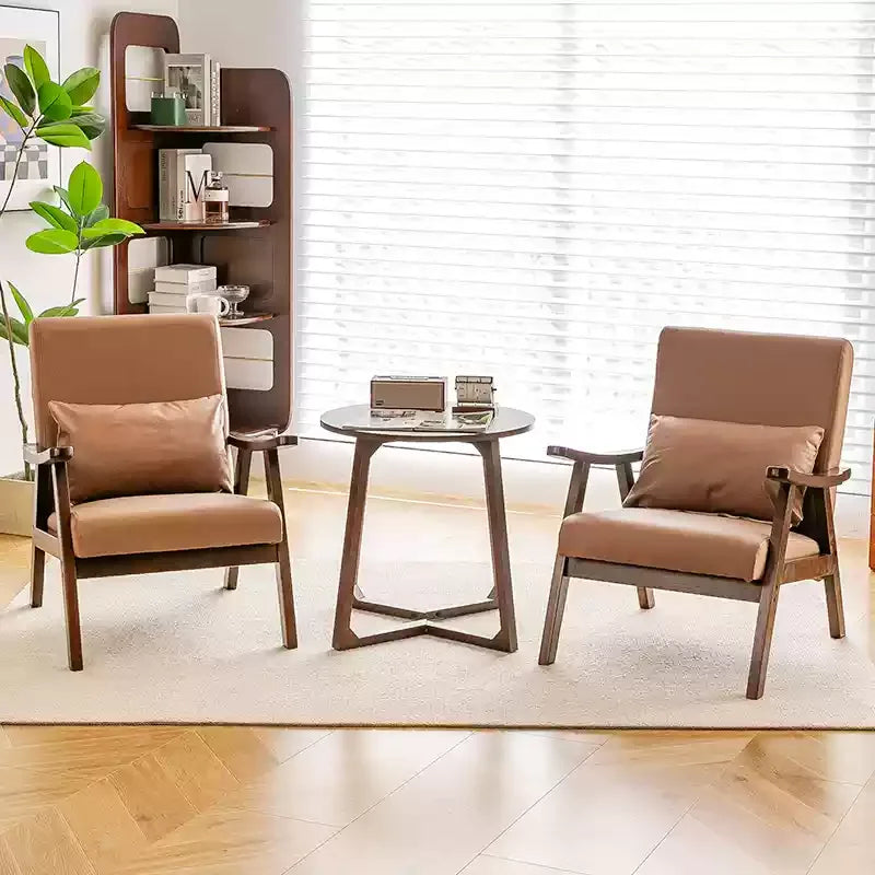 Single Sofa Chair, Boutique Hotel Guestroom Seat, Balcony Solid Wood Lounge Chair, Leisure Chair for Cozy Spaces