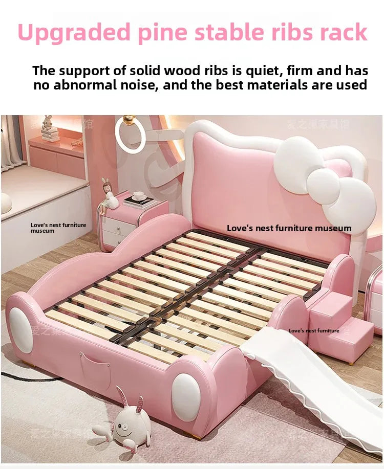 150X200cm Modern Childrens cartoon girl princ ess bed pink queen size bed frame full double bed complete bedroom furniture