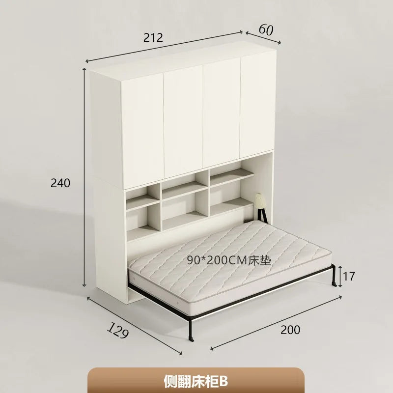 Multifunctional rollover invisible bed modern desk wardrobe integrated folding bed wall bed space saving