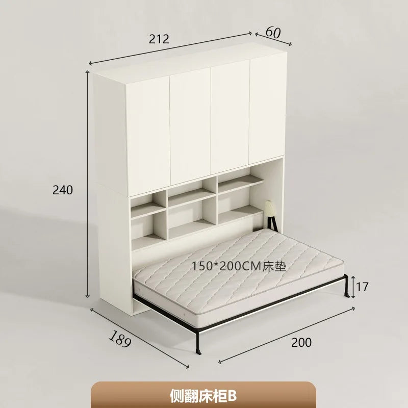 Multifunctional rollover invisible bed modern desk wardrobe integrated folding bed wall bed space saving
