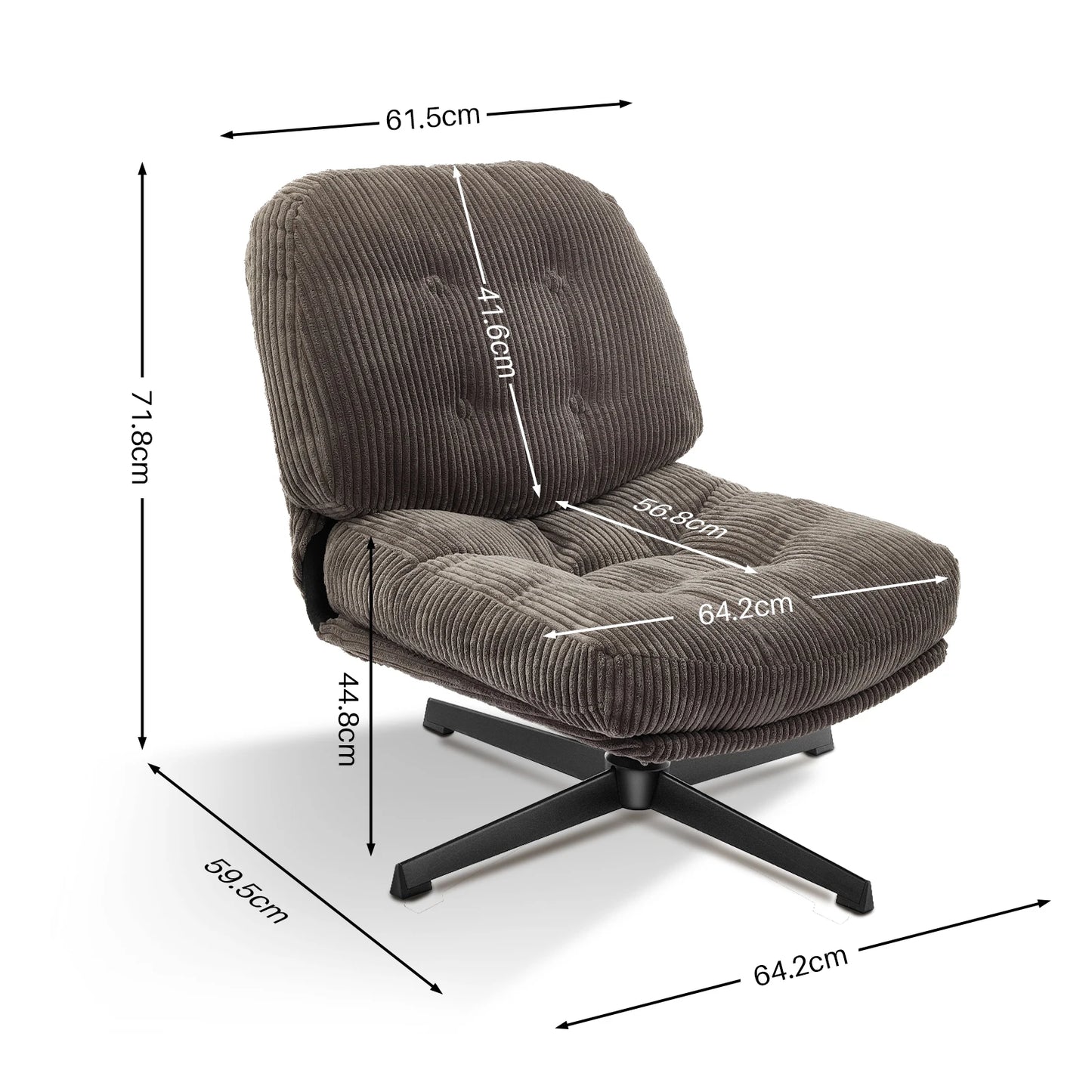 Redlife Modern Foldable Accent Chair 360° Swivel Tufted Lazy Chair Upholstered Lounge Chair w/ Thickened Cushion for Living Room