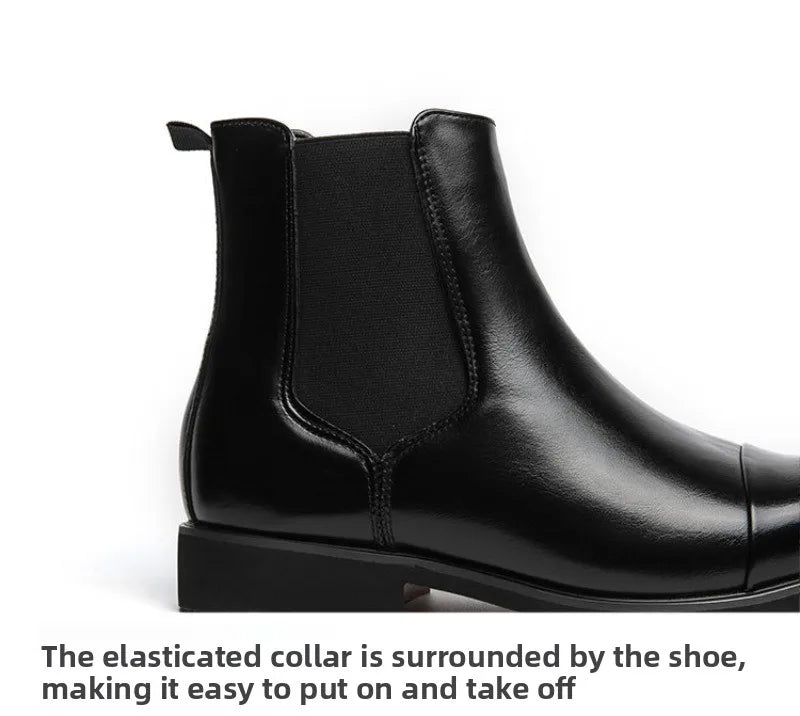 Luxury Brand Men Chelsea Boots Fashion Pointed Toe High Top Leather Boots Business Dress Boots for Men 2025New Casual Ankle Boot
