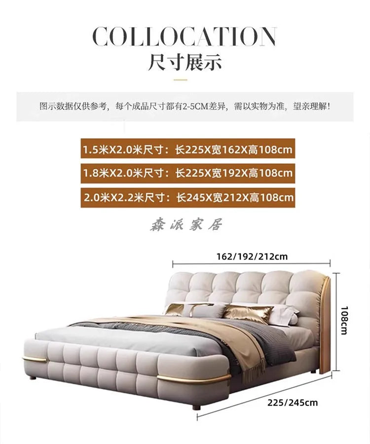 Aesthetic Luxury Unique Bed Queen Elastic Bedroom Double Bed Sleeping 180x200 Camas De Matrimonio Dormitorio Home Decoration