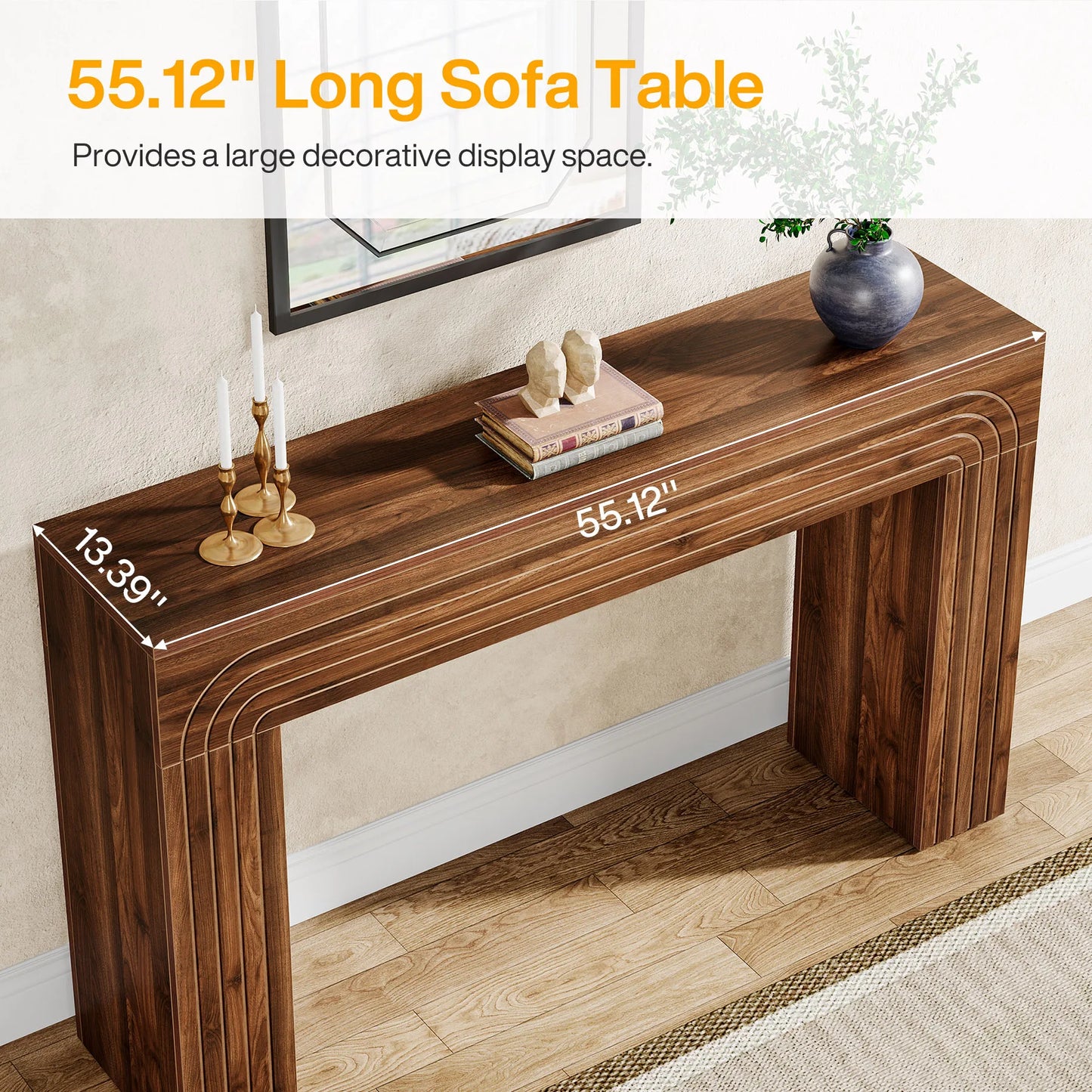 Tribesigns 63-Inch Long Console Table, Farmhouse Wooden Sofa Table Behind The Couch, Narrow Entryway Table for Entrance, Hallway