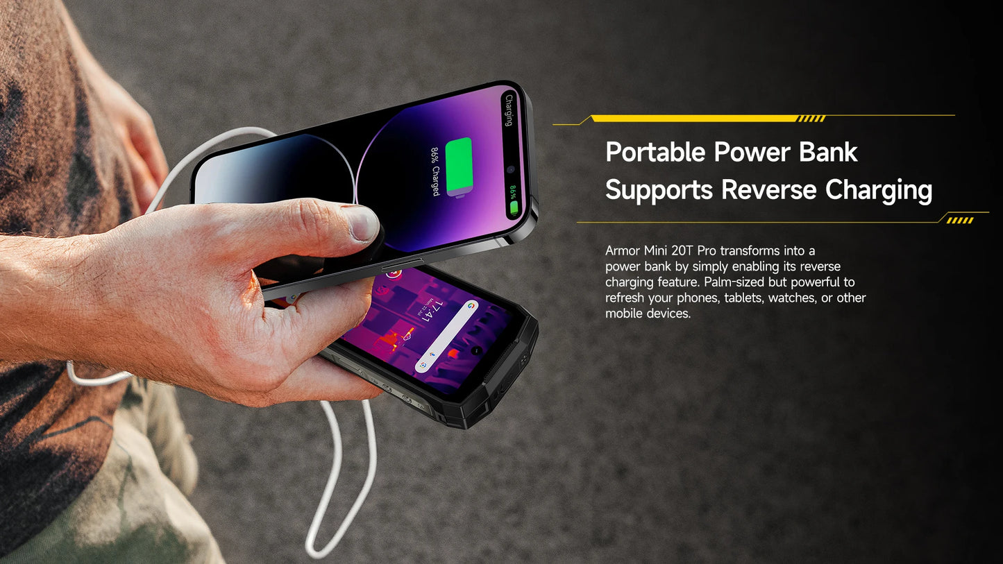 【World Premiere】Ulefone Armor Mini 20T Pro 5G 4.7" Display Rugged Phone LED Light Android 14 Smartphone 6200mAh 16GB+256GB 33W