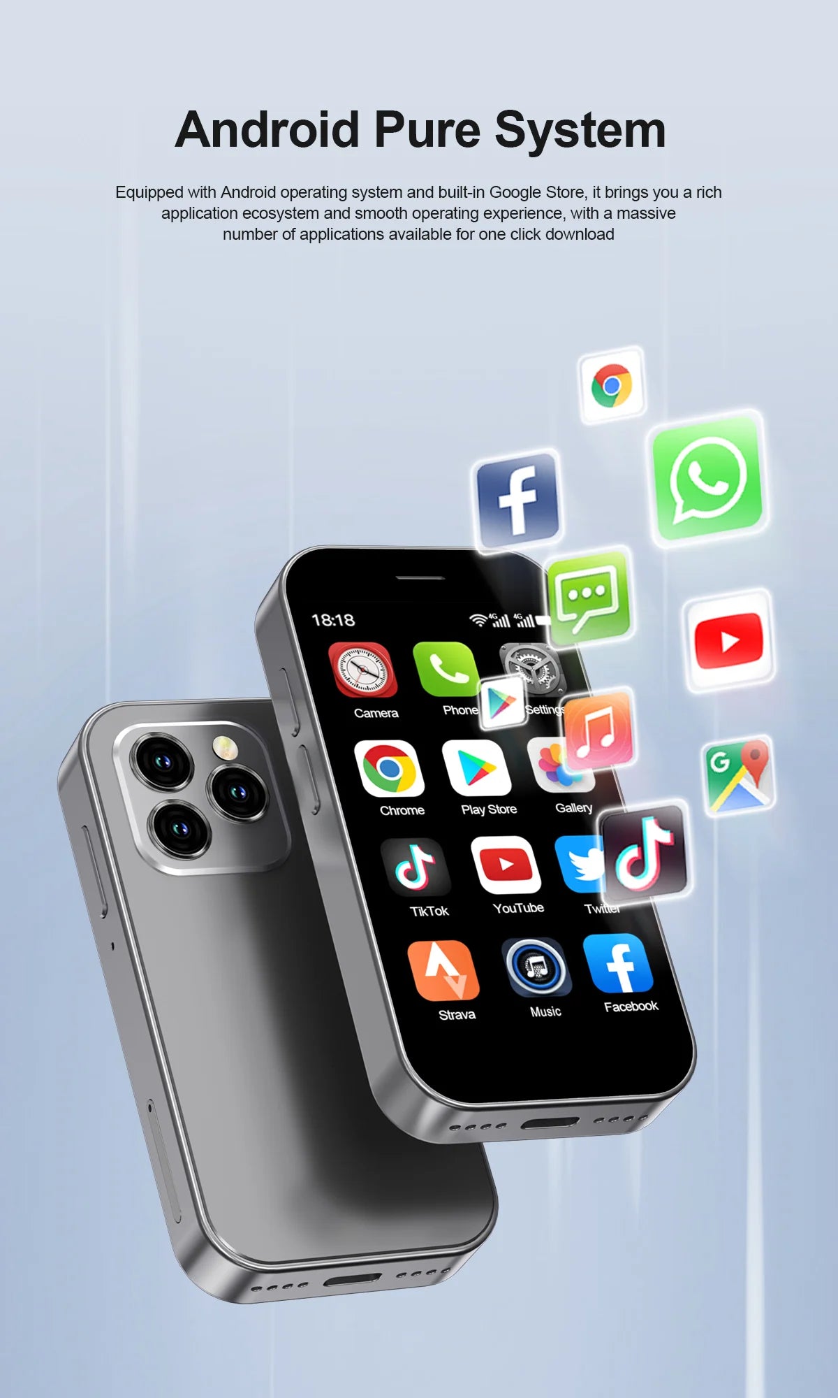 SERVO KING8000 4G Cellular Network Mini Smartphone Android 10.0 2GB+16GB 3" Display 5MP Camera Dual SIM With Play Store WhatsAPP