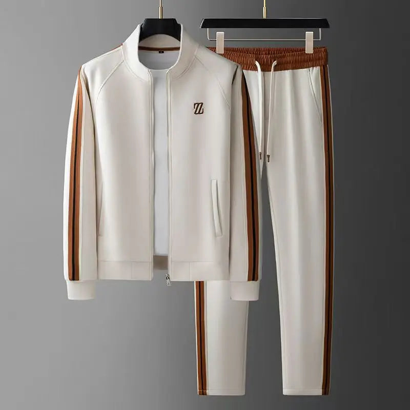 Spring Autumn Fashion Embroidered LOGO Men's Sports and Leisure Jacket Pants 2-pc Set Youth Street Party Brand Men Sets