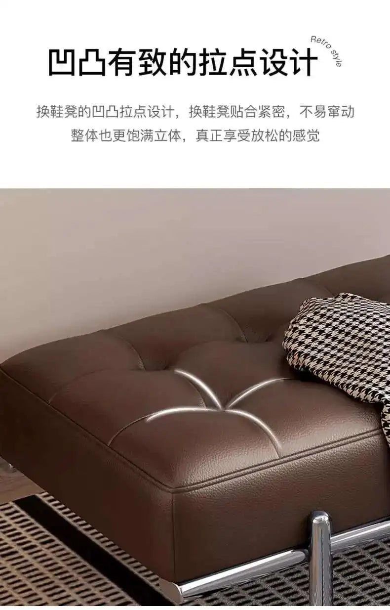 Entrance Porch Soft Shoe Bench Living Room Sofa Bench Bedroom Bed End Bench Metal Frame Integrated Benchs Minimalist Furniture