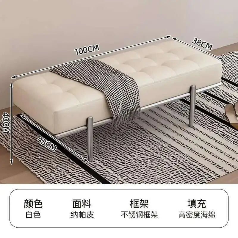 Entrance Porch Soft Shoe Bench Living Room Sofa Bench Bedroom Bed End Bench Metal Frame Integrated Benchs Minimalist Furniture