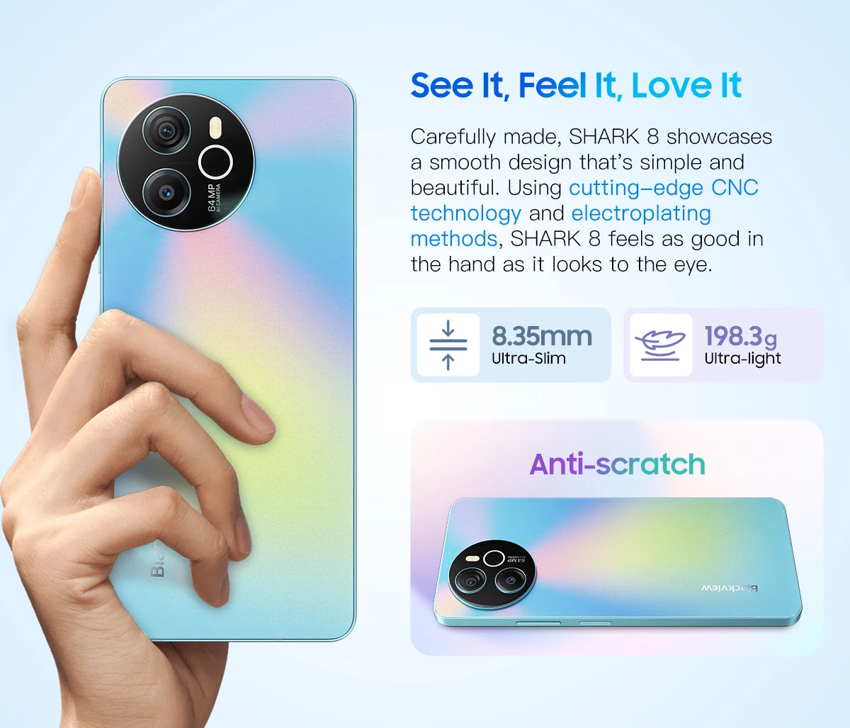 Blackview SHARK 8 Smartphone Android13 G99 Mobile Phone 6.78'' 120Hz 2.4K Display 8GB+8GB RAM, 128GB/256GB ROM 64MP Cellphone