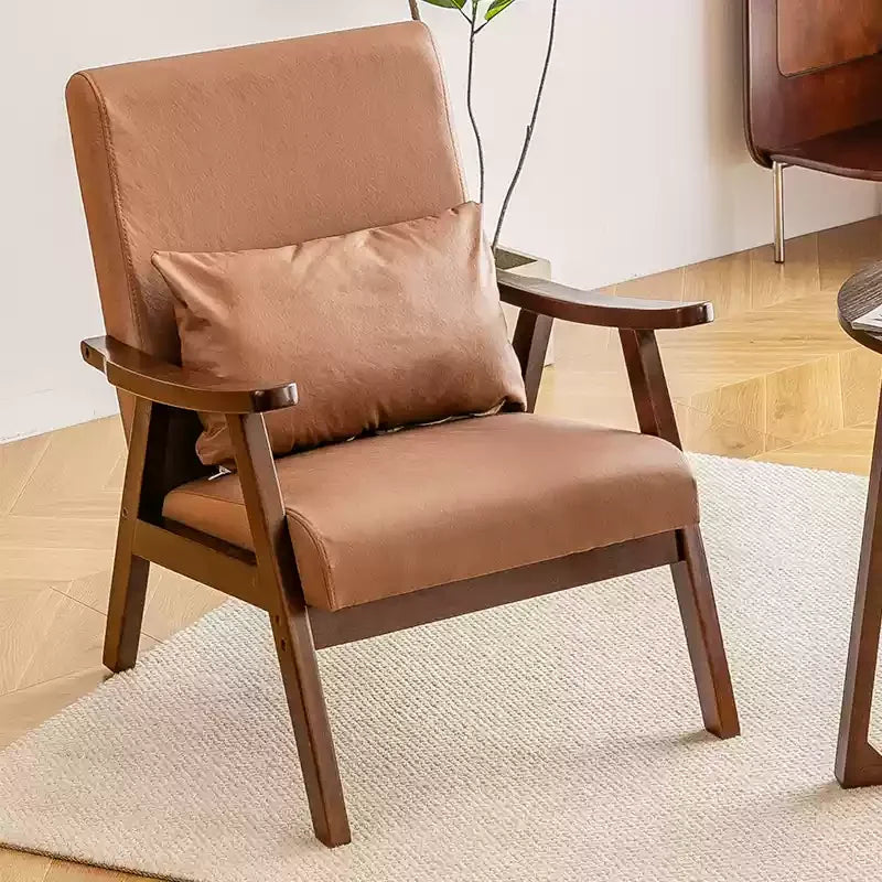 Single Sofa Chair, Boutique Hotel Guestroom Seat, Balcony Solid Wood Lounge Chair, Leisure Chair for Cozy Spaces