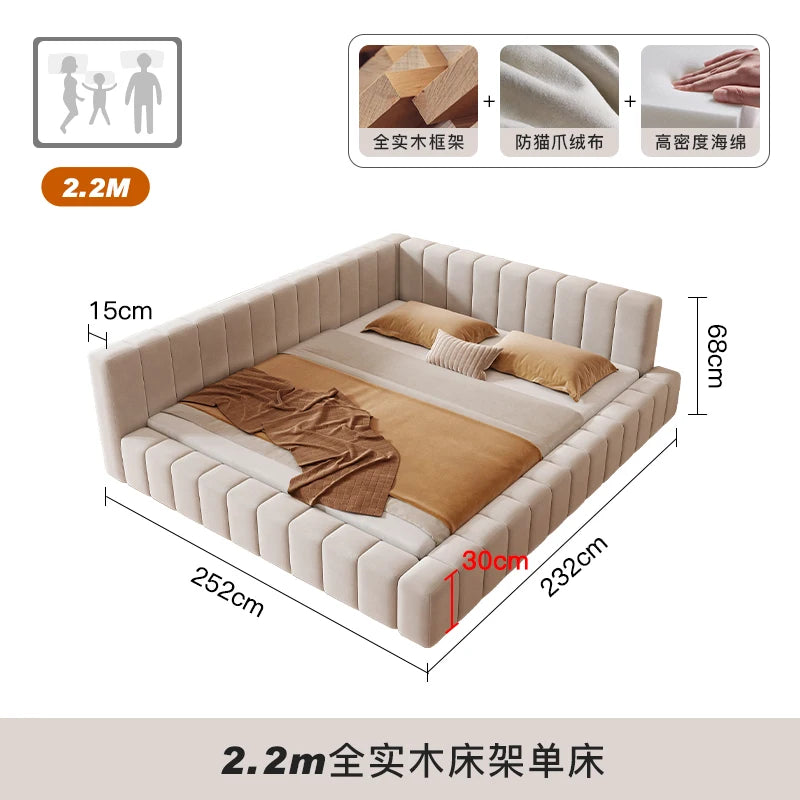 Luxury King Size Bed With Multifunctional Headboard European Design Stylish Lounge Furniture For Modern Bedroom Decor Decoration