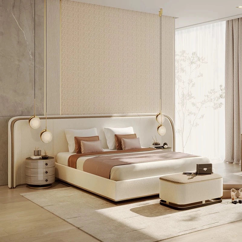 New Chinese Crown Bed Massage European Aesthetics Minimalist Bed Beauty Modern Luxury Design Cream Wood Muebles Home Furniture