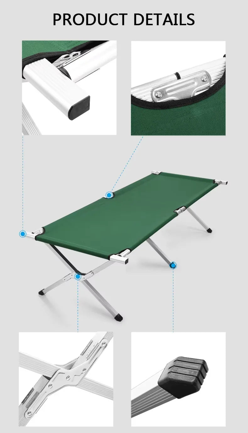 Custom Ultra Lightweight Aluminum Alloy Folding Cot Outdoor Camping Marching Tactical Bed Ultra Wide and Comfortable
