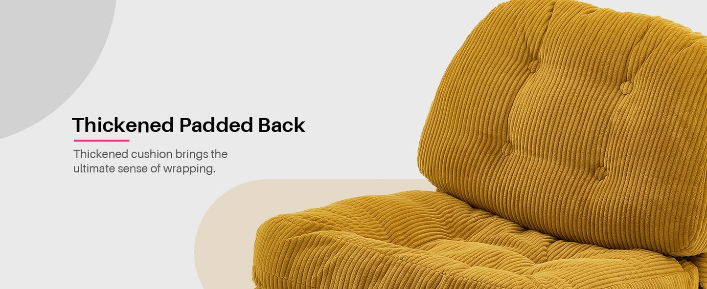Redlife Modern Foldable Accent Chair 360° Swivel Tufted Lazy Chair Upholstered Lounge Chair w/ Thickened Cushion for Living Room