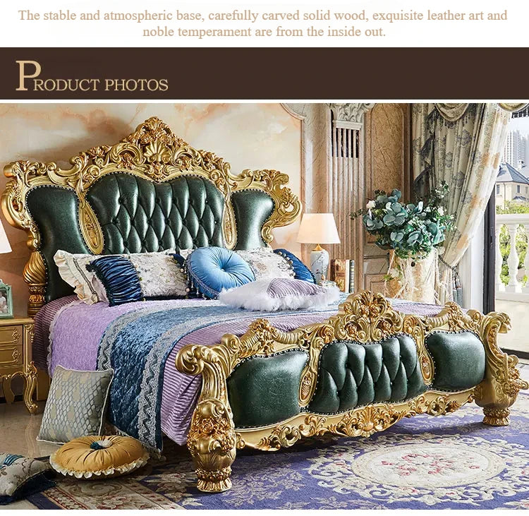 Luxury European King Size Bed Frame Large Master Sleeping Design Bed Frame Bedding Floor Camas De Dormitorio Bedroom Furniture