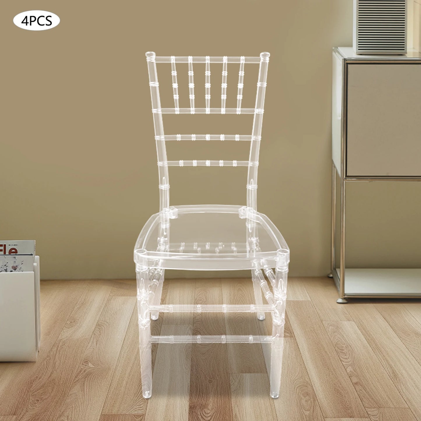 PC Stacking Chairs, 4-piece set Clear Dining Chairs, Elegant Party Event Wedding Chairs 89cm suitable for banquet halls
