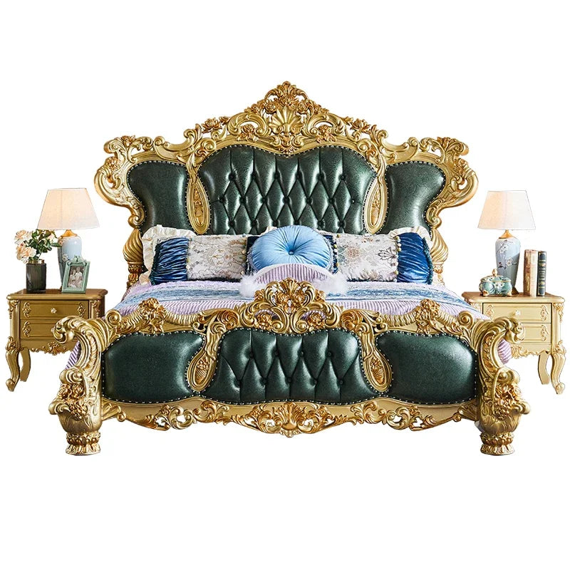 Luxury European King Size Bed Frame Large Master Sleeping Design Bed Frame Bedding Floor Camas De Dormitorio Bedroom Furniture