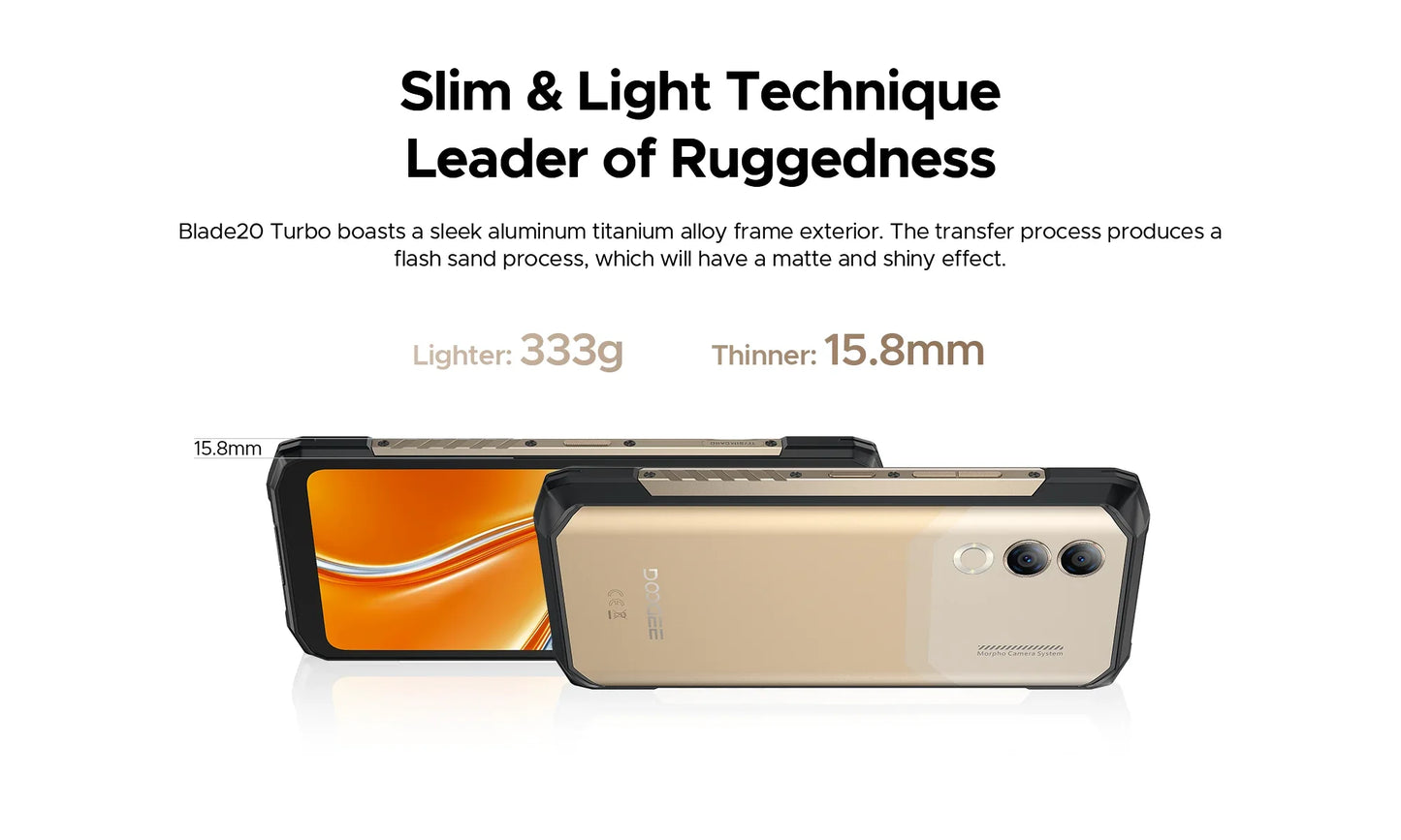 NEW DOOGEE Blade 20 Turbo 5G Rugged Phone 6.6″ Dimensity 7050 8GB+256GB Mobile Phone 10300mAh 50MP 90Hz Android15 Smartphone