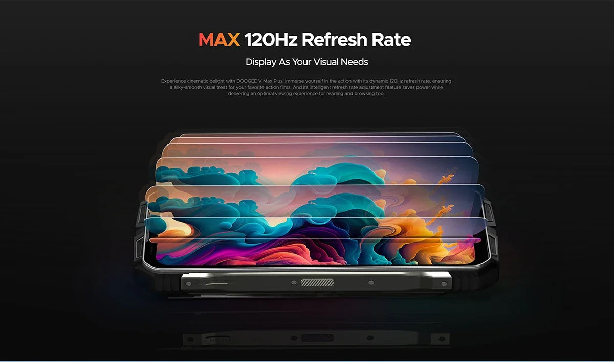 DOOGEE V Max Plus 5G Rugged Smartphone 36GB(16+20) 512GB 22000mAh 200MP Camera 6.58" 120Hz Android 14 Cellphone