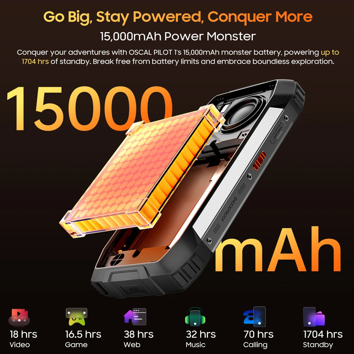 Blackview OSCAL PILOT 1 Rugged Phone, 6GB 256GB Smartphone Helio G81, 6.67'' Display Mobile Phone With 15000mAh, NFC Cellphones
