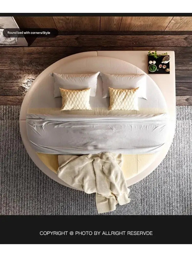 Round Create Designer Bed Unique King Size Double Light Luxury Wedding Bed Fashionable High Quality Cama De Casal Beds Furniture