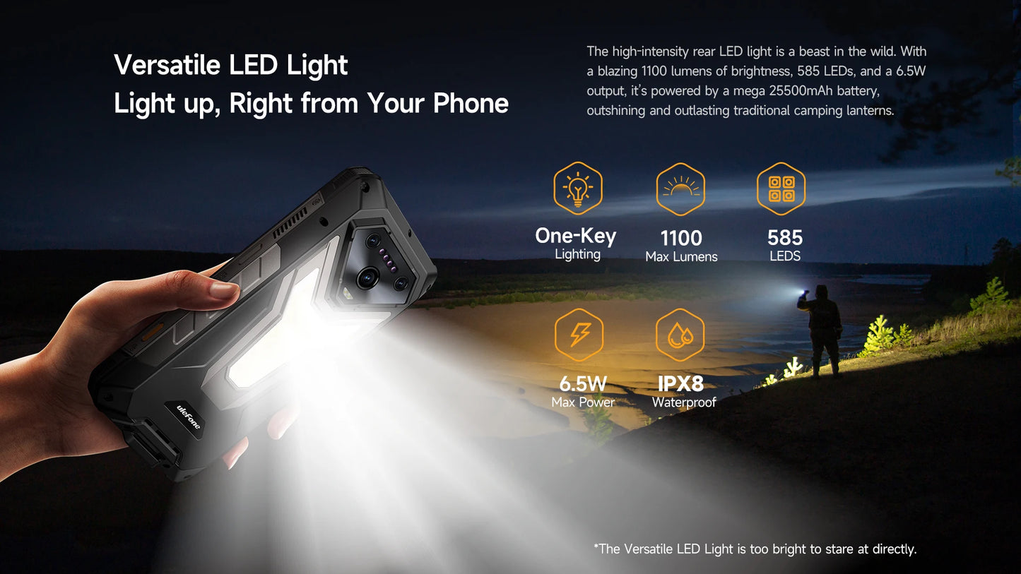 【Ships from US】Ulefone Armor 34 Pro 5G AI Rugged Phone 25500mAh Up to 32GB+512GB Built-in Projector 120Hz 6.95" NFC Smartphone