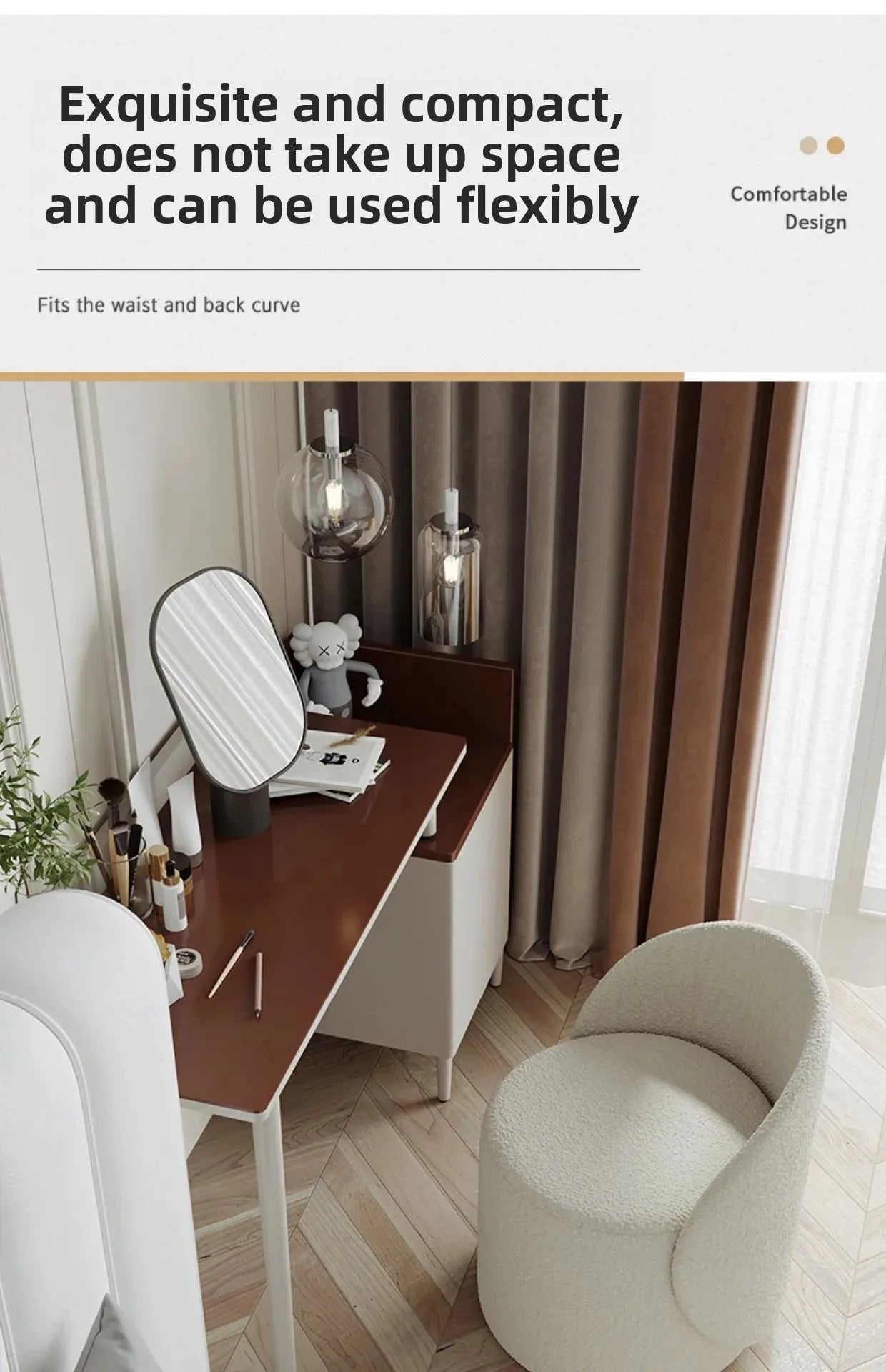 Professional Backrest Chair for Bedroom, Vanity Stool, Minimalist Makeup Seat, French Style, Home Furniture, Elegant
