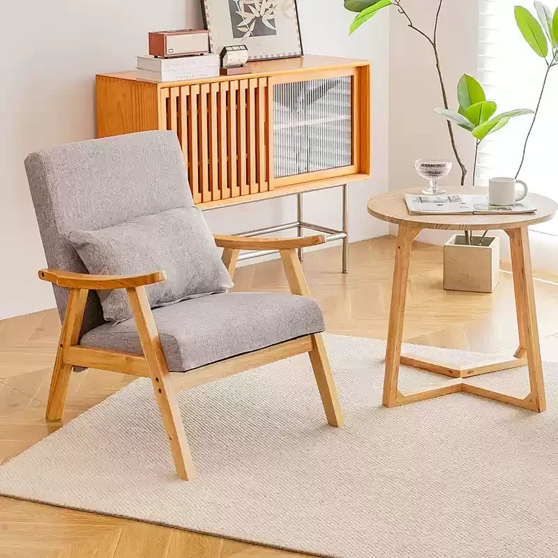 Single Sofa Chair, Boutique Hotel Guestroom Seat, Balcony Solid Wood Lounge Chair, Leisure Chair for Cozy Spaces