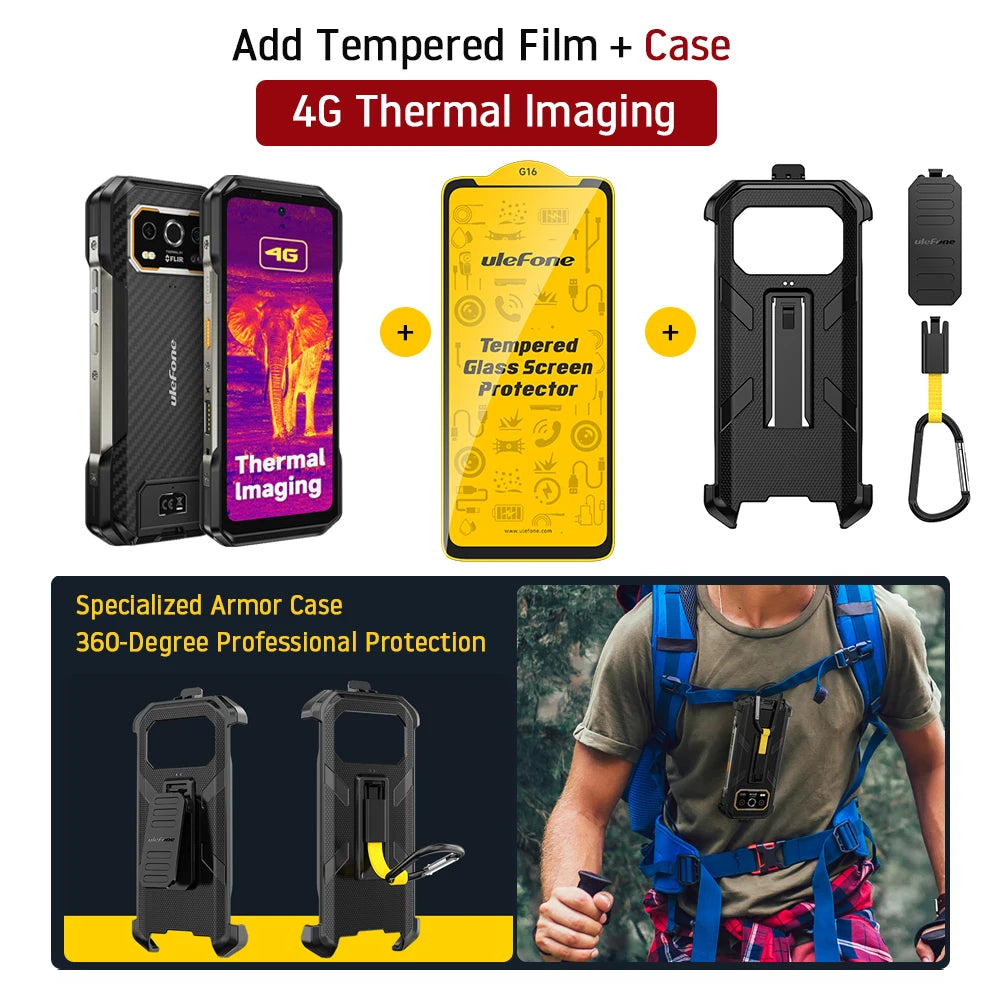 Ulefone Armor 27T 4G THERMAL BY FLIR® Rugged Phone 10600mAh Up to 24GB+256GB 6.78"FHD 120Hz Night Vision Android 14 Smartphone