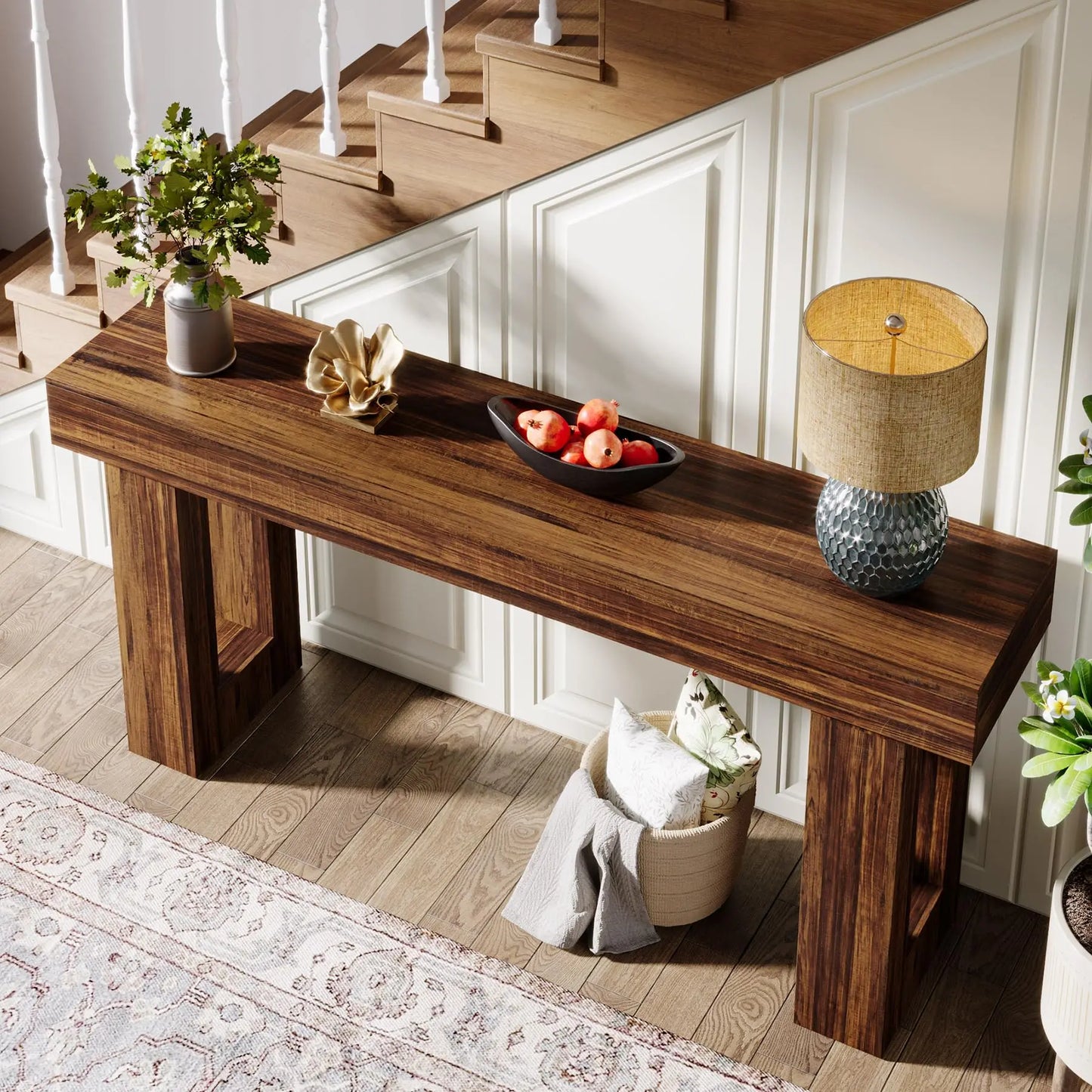 Tribesigns 63-Inch Long Console Table, Farmhouse Wooden Sofa Table Behind The Couch, Narrow Entryway Table for Entrance, Hallway