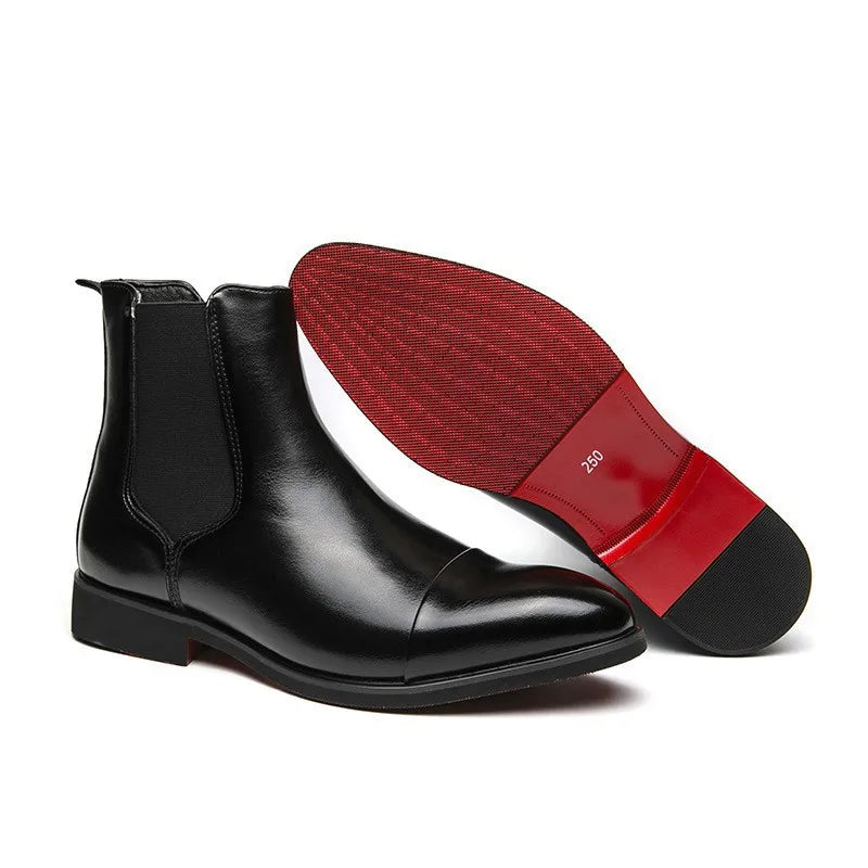 Luxury Brand Men Chelsea Boots Fashion Pointed Toe High Top Leather Boots Business Dress Boots for Men 2025New Casual Ankle Boot