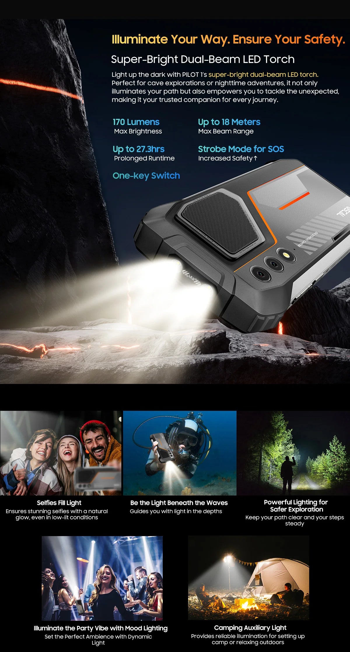 Blackview OSCAL PILOT 1 Rugged Phone, 6GB 256GB Smartphone Helio G81, 6.67'' Display Mobile Phone With 15000mAh, NFC Cellphones