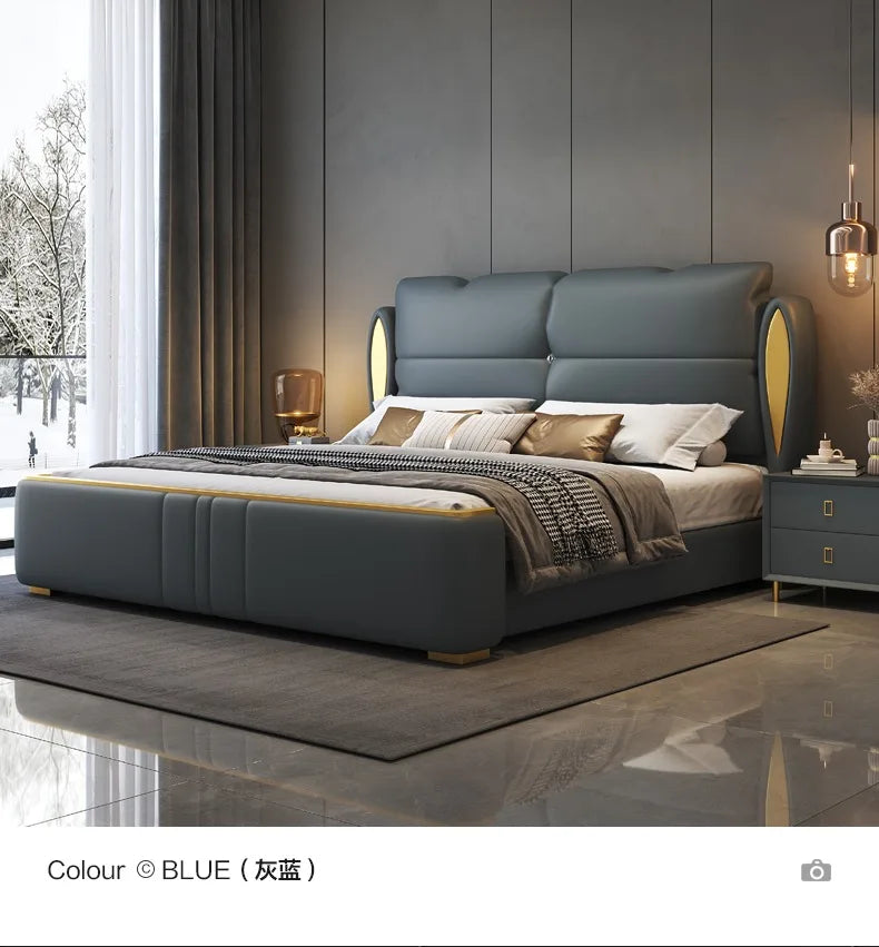Simple Modern Massage Bed Bedroom King Size Design Luxury Frame Platform Bed Leather Safe Letto Matrimoniale Hotel Furniture