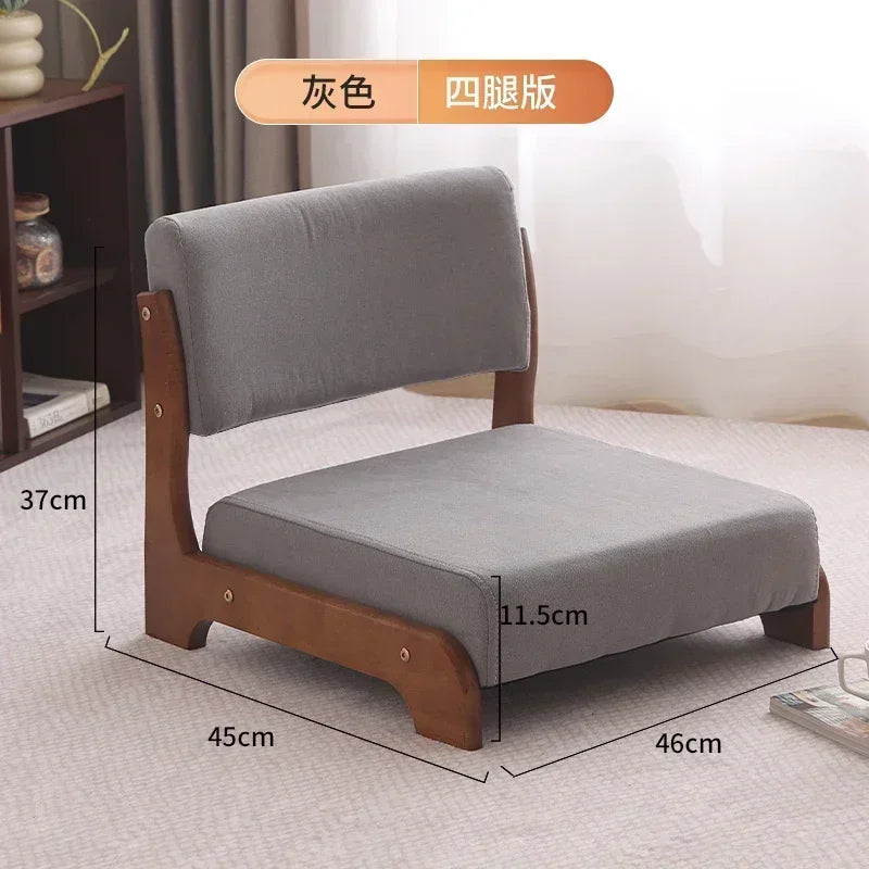 Japanese Tatami Chair Backrest Solid Wood Bed Legless Seat Bay Window Single Lazy Sofa Floor Chair Bedroom Sitting Furniture