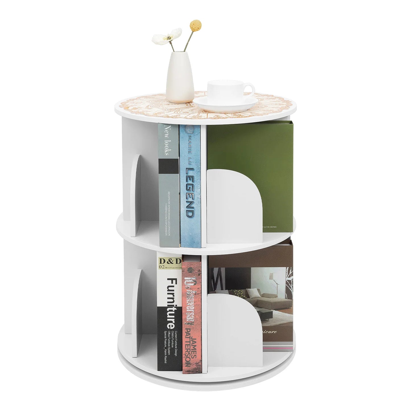 40x59.5cm 2-Tier Freestanding Rotating Bookshelf Suitable for Bedrooms, Living Rooms, Children's Rooms, Study Rooms