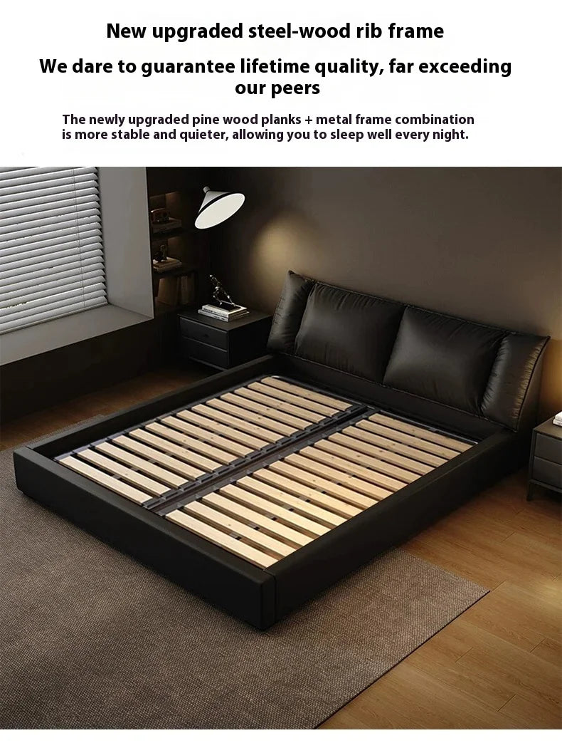 180X200cm Double Luxury King Size Bed with Office Headboards Racks and Frame Bedroom Sets Full Set Furniture Bed with Storage