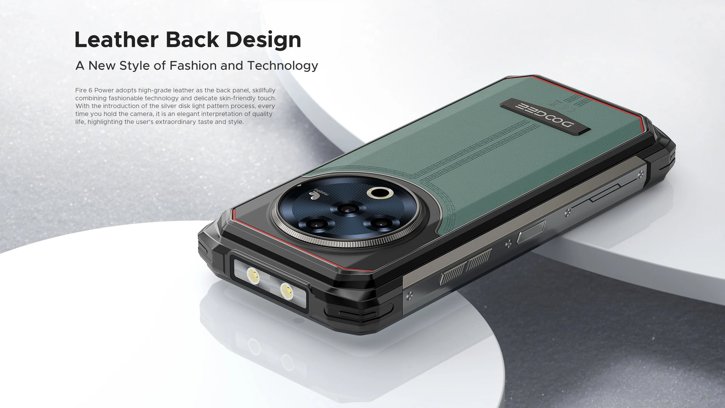 DOOGEE Fire 6 Power Rugged Smartphone 6.56" IPS Screen 15500mAh Battery Unisoc T606 8GB+256GB 50MP Camera Android 14 NFC