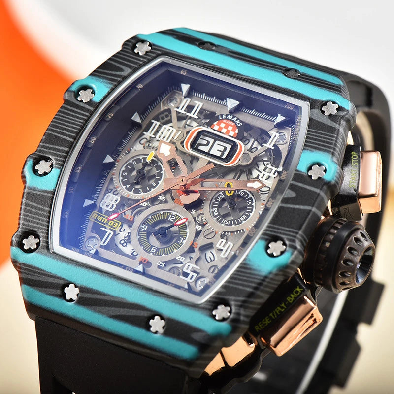 New generation sports hollow design business watch modern sports machinery wind quartz small three-disc craft watch