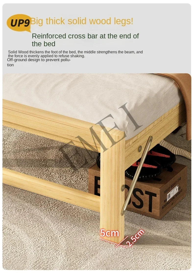 All solid wood folding single household adult simple small bed